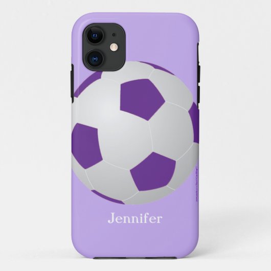 サッカーボール、パープル、名パーソナライズされた前 Case-Mate iPhoneケース (裏面)