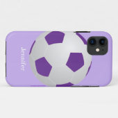サッカーボール、パープル、名パーソナライズされた前 Case-Mate iPhoneケース (裏面(横))