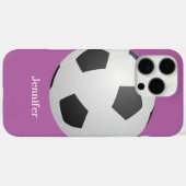 サッカーボール、パープル、名パーソナライズされた前 Case-Mate iPhoneケース (裏面 (横))