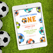 サッカーボール ファースト バースデー インビテーション