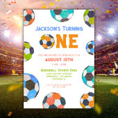 サッカーボール ファースト バースデー インビテーション