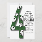 サッカーボール フォー 4 4歳の誕生日パーティー 招待状 (正面)