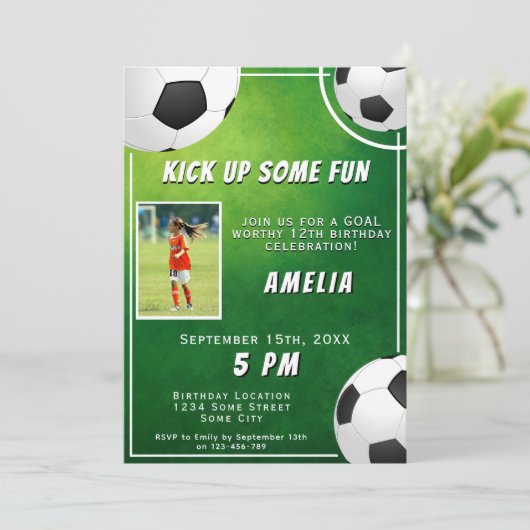 サッカーボール フットボール スポーツ 子供 誕生日 招待状 (スタンド正面)