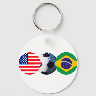 サッカーボール「ブラジルと米国」がMUSEUM「ザズレ」の旗を掲げる キーホルダー