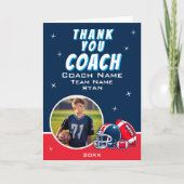 サッカーボール ヘルメット カートゥーン コーチ フォト サンキューカード (正面)