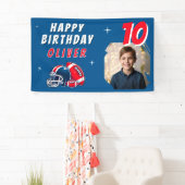 サッカーボール ヘルメット カートゥーン 写真 誕生日パーティー 横断幕 (インサイチュ)