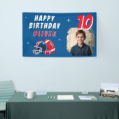 サッカーボール ヘルメット カートゥーン 写真 誕生日パーティー 横断幕 (トレードショー)