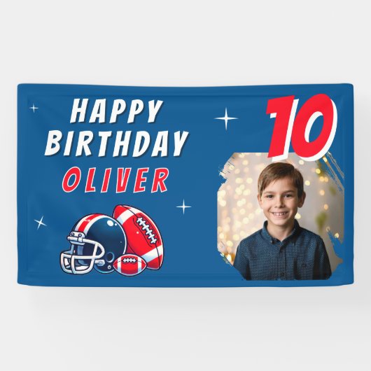 サッカーボール ヘルメット カートゥーン 写真 誕生日パーティー 横断幕 (横)