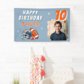 サッカーボール ヘルメット カートゥーン 写真 誕生日パーティー 横断幕 (インサイチュ)