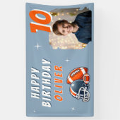 サッカーボール ヘルメット カートゥーン 写真 誕生日パーティー 横断幕 (縦)