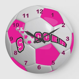 サッカーボール ホットピンク ラージ壁時計