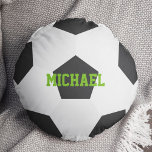 サッカーボール ラウンドクッション<br><div class="desc">おもしろいスパーソナライズされたポーツをテーマにしたデザインは、ベビー子供部屋、子供用ベッドルーム、ティーンズルーム、ドームルームなどに完璧な追加である。</div>