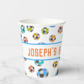 サッカーボール 子供の誕生日 紙コップ (正面)