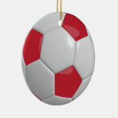 サッカーボール |濃い赤 セラミックオーナメント (右)