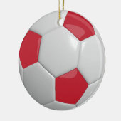 サッカーボール |濃い赤 セラミックオーナメント (左)