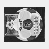 サッカーボール – 白黒 フリースブランケット (正面(横))