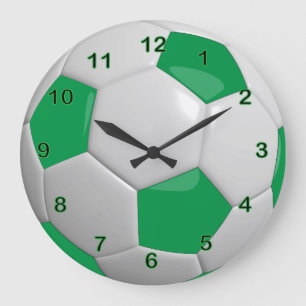 サッカーボール 緑 ラージ壁時計