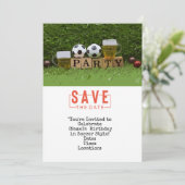 サッカーボール 誕生日パーティーの日程を保存  招待状 (スタンド正面)