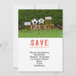 サッカーボール 誕生日パーティーの日程を保存 招待状