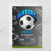 サッカーボール 誕生日パーティー 招待状 (正面)