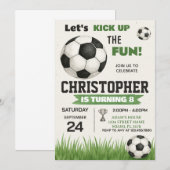 サッカーボール 誕生日招待状 招待状 (正面/裏面)
