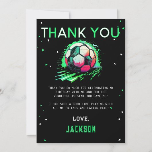 サッカーボール 誕生日 お礼のカード サンキューカード (正面)