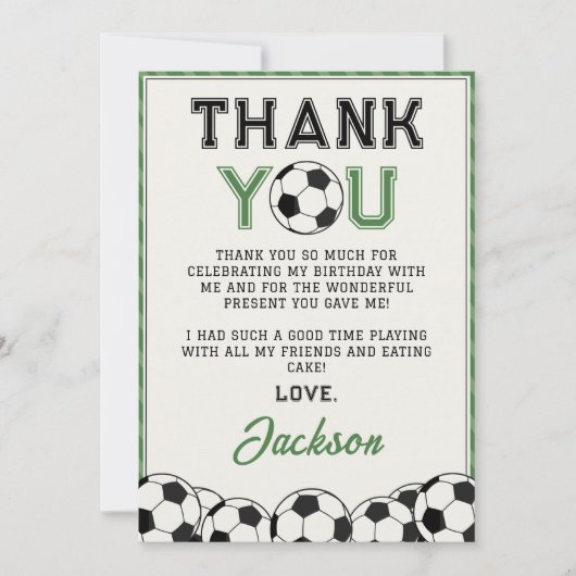 サッカーボール 誕生日 お礼のカード サンキューカード (正面)