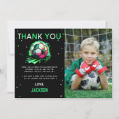 サッカーボール 誕生日 写真 ありがとうカード サンキューカード (正面)