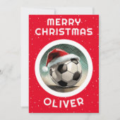サッカーボール 赤いサンタ帽 クリスマス 子供の名前 (正面)