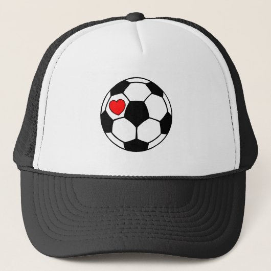 サッカーボール(赤いハート) キャップ (正面)