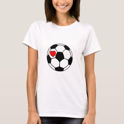 サッカーボール(赤いハート) Tシャツ (正面)
