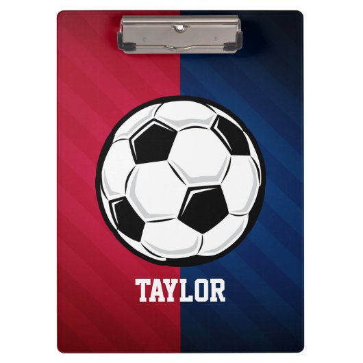 サッカーボール、赤、白、青 クリップボード (正面)