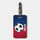 サッカーボール、赤、白、青 ラゲッジタグ (裏面縦)