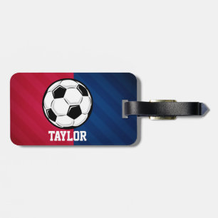 サッカーボール、赤、白、青 ラゲッジタグ