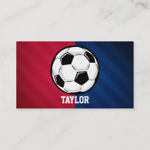 サッカーボール、赤、白、青 名刺