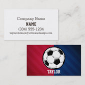 サッカーボール、赤、白、青 名刺 (正面/裏面)