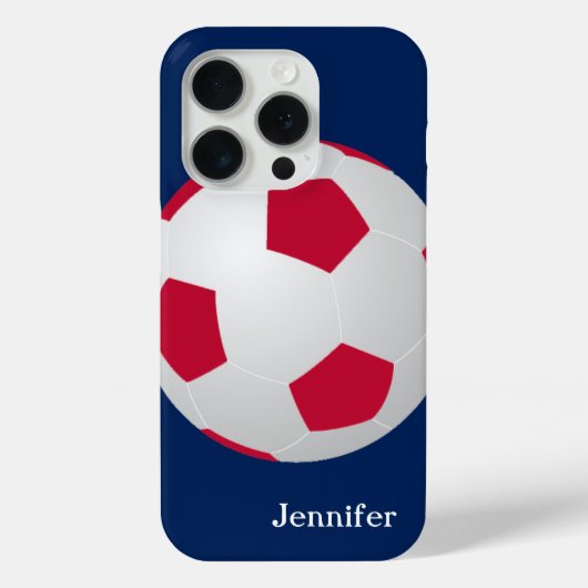 サッカーボール、赤、白、青、名前 Case-Mate iPhoneケース (裏面)