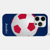 サッカーボール、赤、白、青、名前 Case-Mate iPhoneケース (裏面 (横))