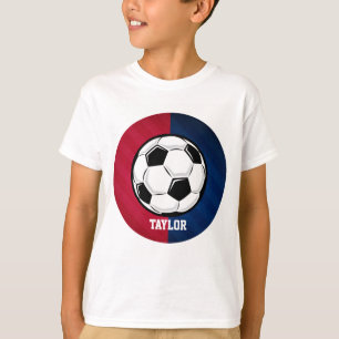 サッカーボール、赤、白、青 Tシャツ