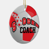 サッカーボール |赤 | DIY文字 セラミックオーナメント (右)