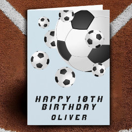 サッカーボール 青い 子供 男の子 楽しい誕生日 カード