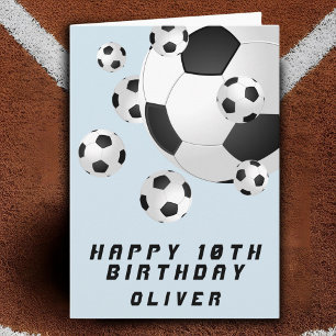 サッカーボール 青い 子供 男の子 楽しい誕生日 カード