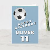 サッカーボール 青い 楽しい誕生日 カード (正面)