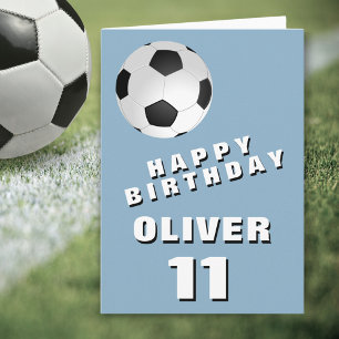 サッカーボール 青い 楽しい誕生日 カード