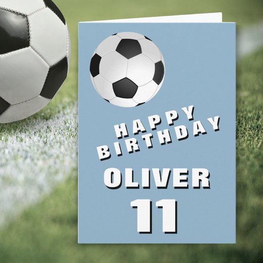 サッカーボール 青い 楽しい誕生日 カード