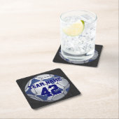 サッカーボール（青と白） スクエアペーパーコースター (インサイチュ)