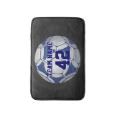 サッカーボール（青と白） バスマット (正面縦)