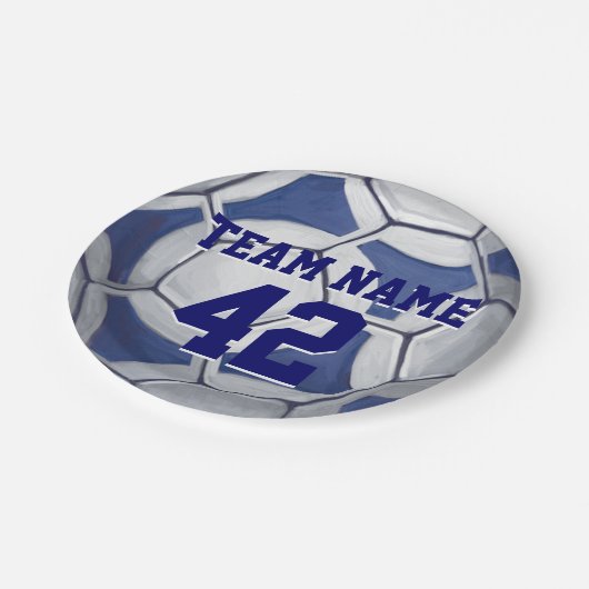 サッカーボール(青と白) ペーパープレート (アングル)