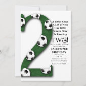 サッカーボール 2歳 誕生日パーティー 招待状 (正面)