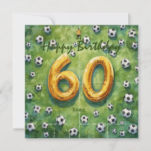 サッカーボール 60歳の誕生日 カード (正面)